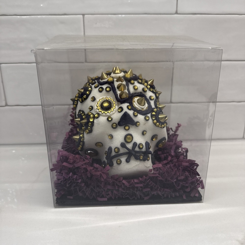 Real Sugar Skull Mexican Folk Art Dia De Los Muertos Halloween Handmade FastShip